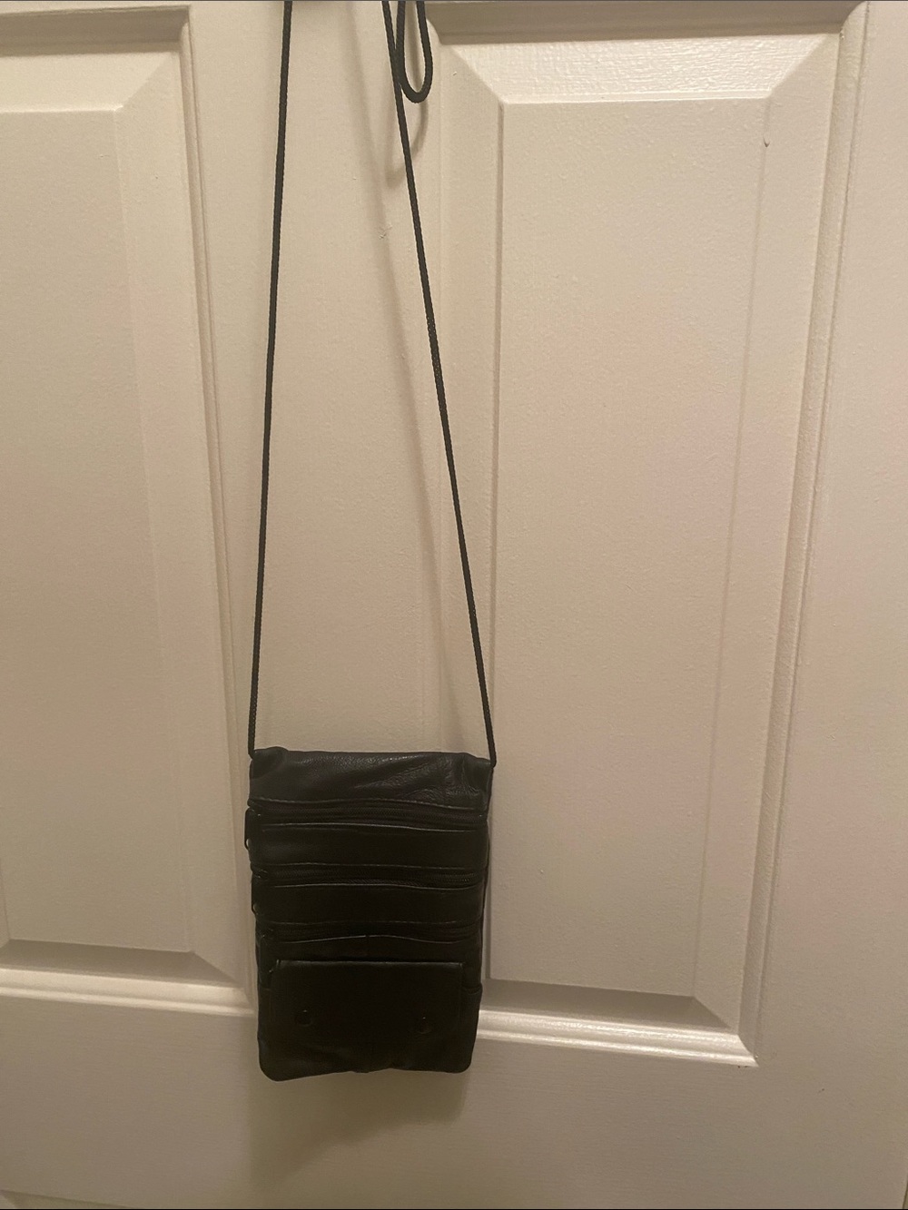 Slim Black Leather Crossbody Bag